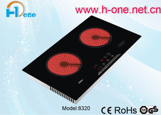 220V Metal housing Bottom Two Zone Electric Ceramic Cooker , 2 Burner Ceramic Cooktop